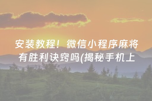 安装教程！微信小程序麻将有胜利诀窍吗(揭秘手机上胜率到哪调)