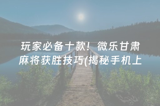 玩家必备十款！微乐甘肃麻将获胜技巧(揭秘手机上规律攻略)