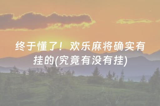 终于懂了！欢乐麻将确实有挂的(究竟有没有挂)