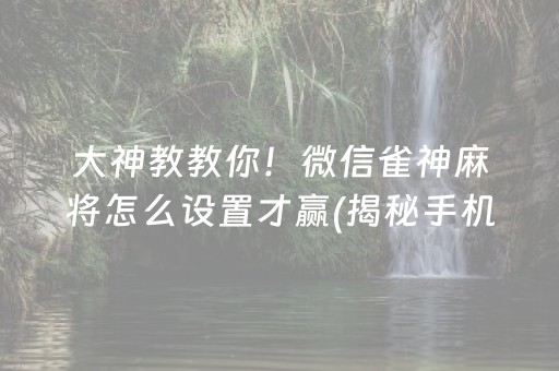 大神教教你！微信雀神麻将怎么设置才赢(揭秘手机上助手软件)