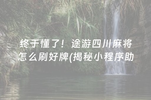 终于懂了！途游四川麻将怎么刷好牌(揭秘小程序助手软件)