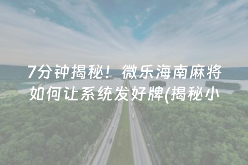 7分钟揭秘！微乐海南麻将如何让系统发好牌(揭秘小程序助赢软件)