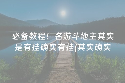 必备教程！名游斗地主其实是有挂确实有挂(其实确实有挂)