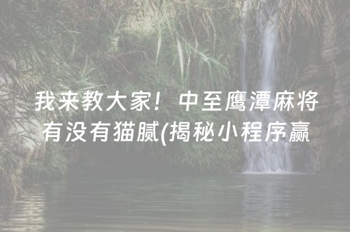 我来教大家！中至鹰潭麻将有没有猫腻(揭秘小程序赢的秘诀)