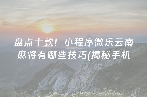 盘点十款！小程序微乐云南麻将有哪些技巧(揭秘手机上攻略插件)