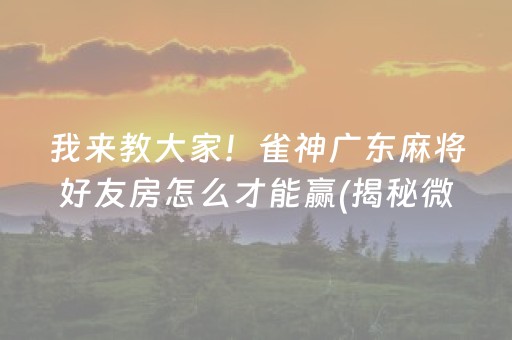 我来教大家！雀神广东麻将好友房怎么才能赢(揭秘微信里攻略插件)