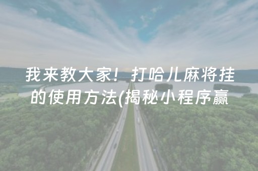 我来教大家！打哈儿麻将挂的使用方法(揭秘小程序赢的诀窍)