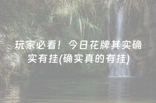 玩家必看！今日花牌其实确实有挂(确实真的有挂)