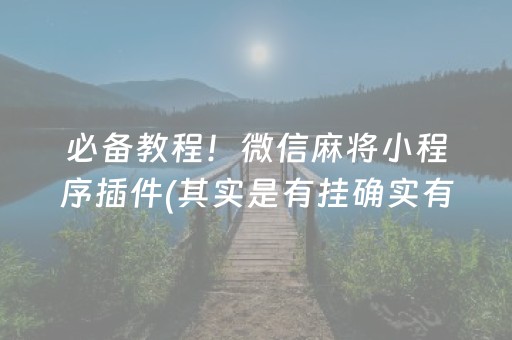 必备教程！微信麻将小程序插件(其实是有挂确实有挂)