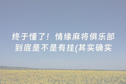 终于懂了！情缘麻将俱乐部到底是不是有挂(其实确实有挂)