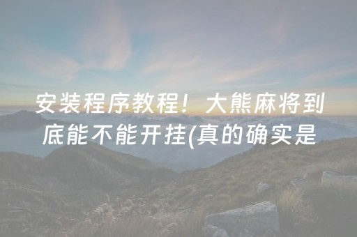 安装程序教程！大熊麻将到底能不能开挂(真的确实是有挂)