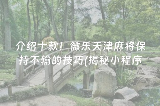 介绍十款！微乐天津麻将保持不输的技巧(揭秘小程序赢的秘诀)