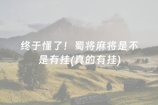 终于懂了！蜀将麻将是不是有挂(真的有挂)