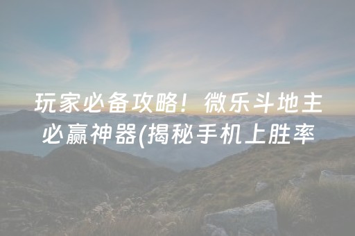 玩家必备攻略！微乐斗地主必赢神器(揭秘手机上胜率到哪调)