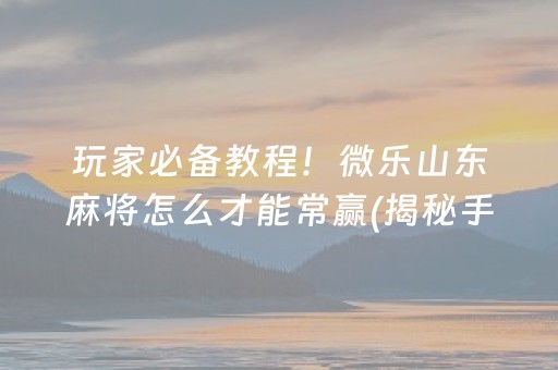 玩家必备教程！微乐山东麻将怎么才能常赢(揭秘手机上最新神器下载)