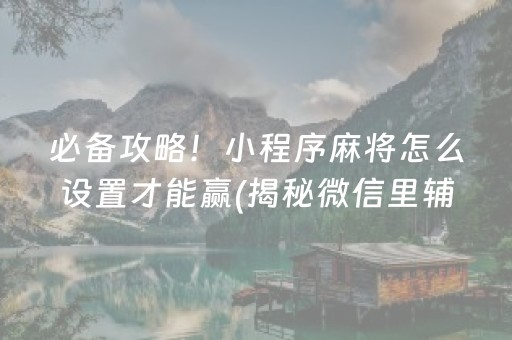 必备攻略！小程序麻将怎么设置才能赢(揭秘微信里辅牌器)