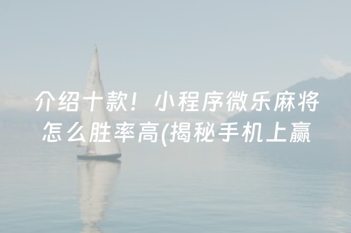 介绍十款！小程序微乐麻将怎么胜率高(揭秘手机上赢牌的技巧)