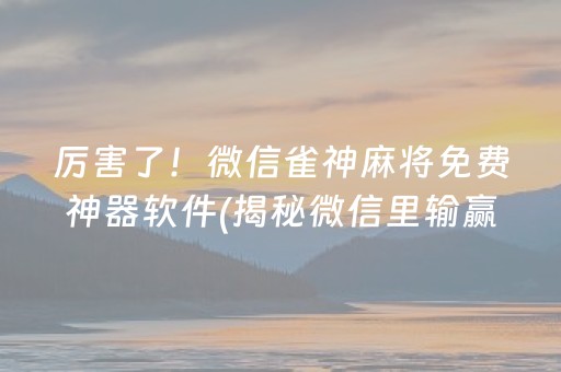 厉害了！微信雀神麻将免费神器软件(揭秘微信里输赢技巧)