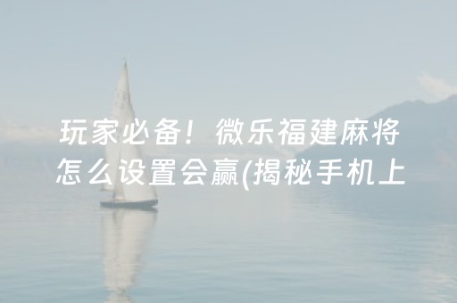 玩家必备！微乐福建麻将怎么设置会赢(揭秘手机上自建房怎么赢)