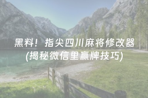 黑料！指尖四川麻将修改器(揭秘微信里赢牌技巧)