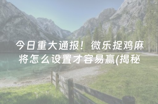 今日重大通报！微乐捉鸡麻将怎么设置才容易赢(揭秘微信里提高赢的概率)