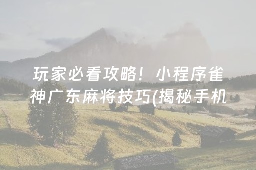 玩家必看攻略！小程序雀神广东麻将技巧(揭秘手机上赢牌技巧)