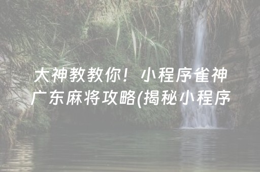 大神教教你！小程序雀神广东麻将攻略(揭秘小程序助手软件)