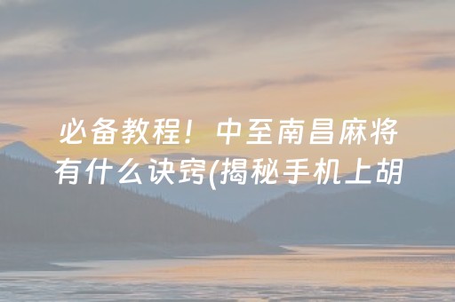 必备教程！中至南昌麻将有什么诀窍(揭秘手机上胡牌神器)