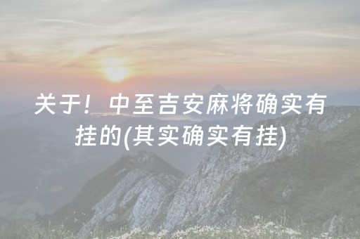 关于！中至吉安麻将确实有挂的(其实确实有挂)