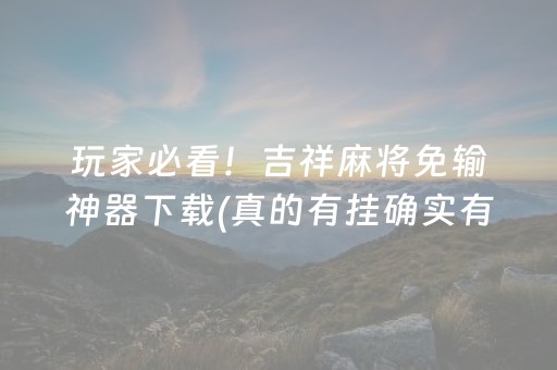 玩家必看！吉祥麻将免输神器下载(真的有挂确实有挂)