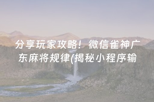 分享玩家攻略！微信雀神广东麻将规律(揭秘小程序输赢规律)