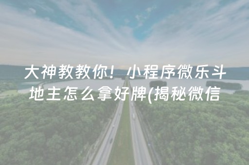 大神教教你！小程序微乐斗地主怎么拿好牌(揭秘微信里助赢神器购买)