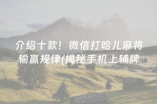 介绍十款！微信打哈儿麻将输赢规律(揭秘手机上辅牌器)