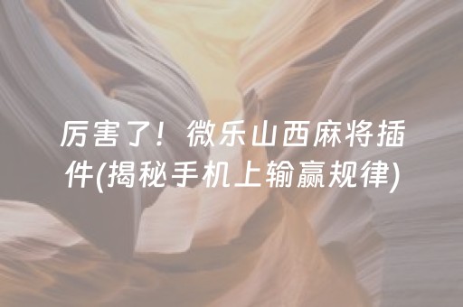 厉害了！微乐山西麻将插件(揭秘手机上输赢规律)