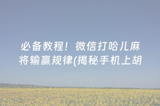 必备教程！微信打哈儿麻将输赢规律(揭秘手机上胡牌神器)