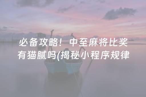 必备攻略！中至麻将比奖有猫腻吗(揭秘小程序规律攻略)