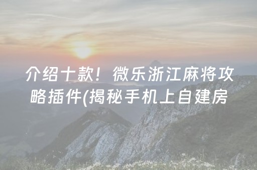 介绍十款！微乐浙江麻将攻略插件(揭秘手机上自建房怎么赢)