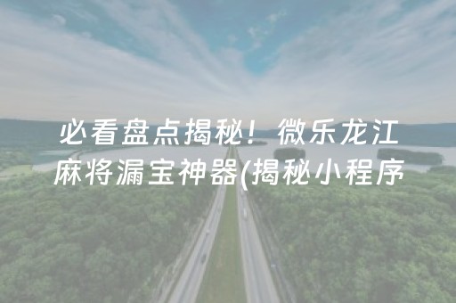 必看盘点揭秘！微乐龙江麻将漏宝神器(揭秘小程序插件购买)