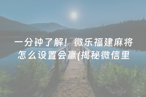 一分钟了解！微乐福建麻将怎么设置会赢(揭秘微信里助手软件)