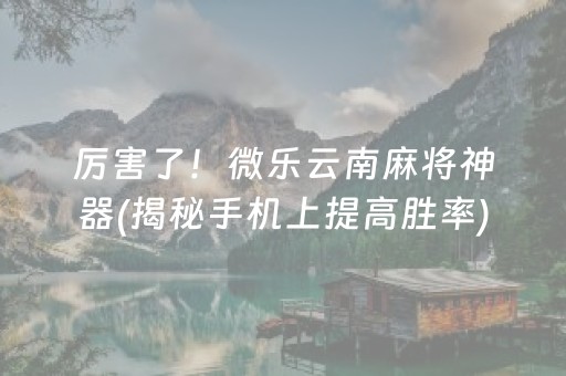 厉害了！微乐云南麻将神器(揭秘手机上提高胜率)