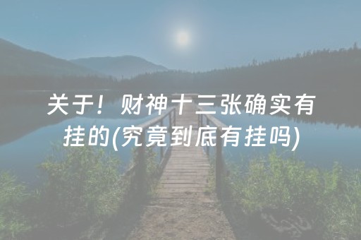 关于！财神十三张确实有挂的(究竟到底有挂吗)