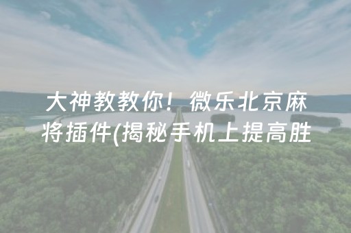 大神教教你！微乐北京麻将插件(揭秘手机上提高胜率)