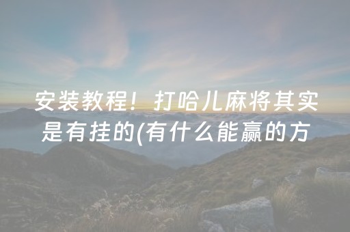 安装教程！打哈儿麻将其实是有挂的(有什么能赢的方法)