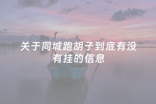 关于同城跑胡子到底有没有挂的信息（同城跑胡子合集安装天成办公）