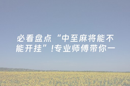 必看盘点“中至麻将能不能开挂”!专业师傅带你一起了解（详细教程）-知乎