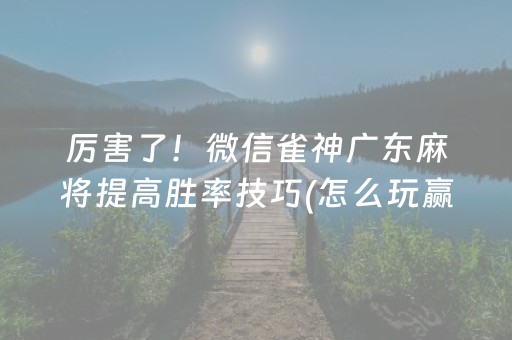 厉害了！微信雀神广东麻将提高胜率技巧(怎么玩赢几率大)