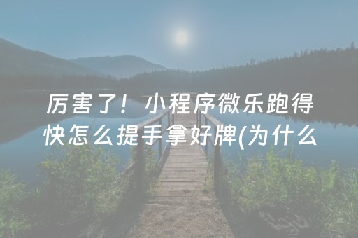 厉害了！小程序微乐跑得快怎么提手拿好牌(为什么总是输)