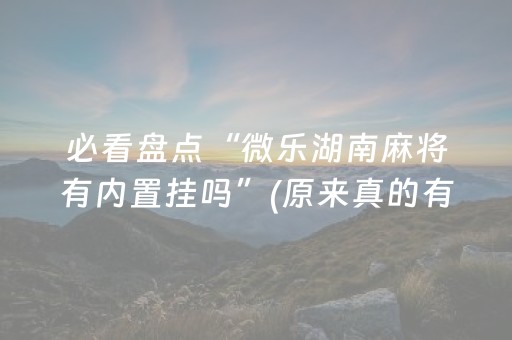 必看盘点“微乐湖南麻将有内置挂吗”(原来真的有挂)-知乎