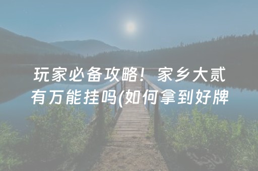 玩家必备攻略！家乡大贰有万能挂吗(如何拿到好牌)