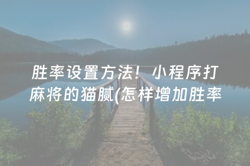 胜率设置方法！小程序打麻将的猫腻(怎样增加胜率)